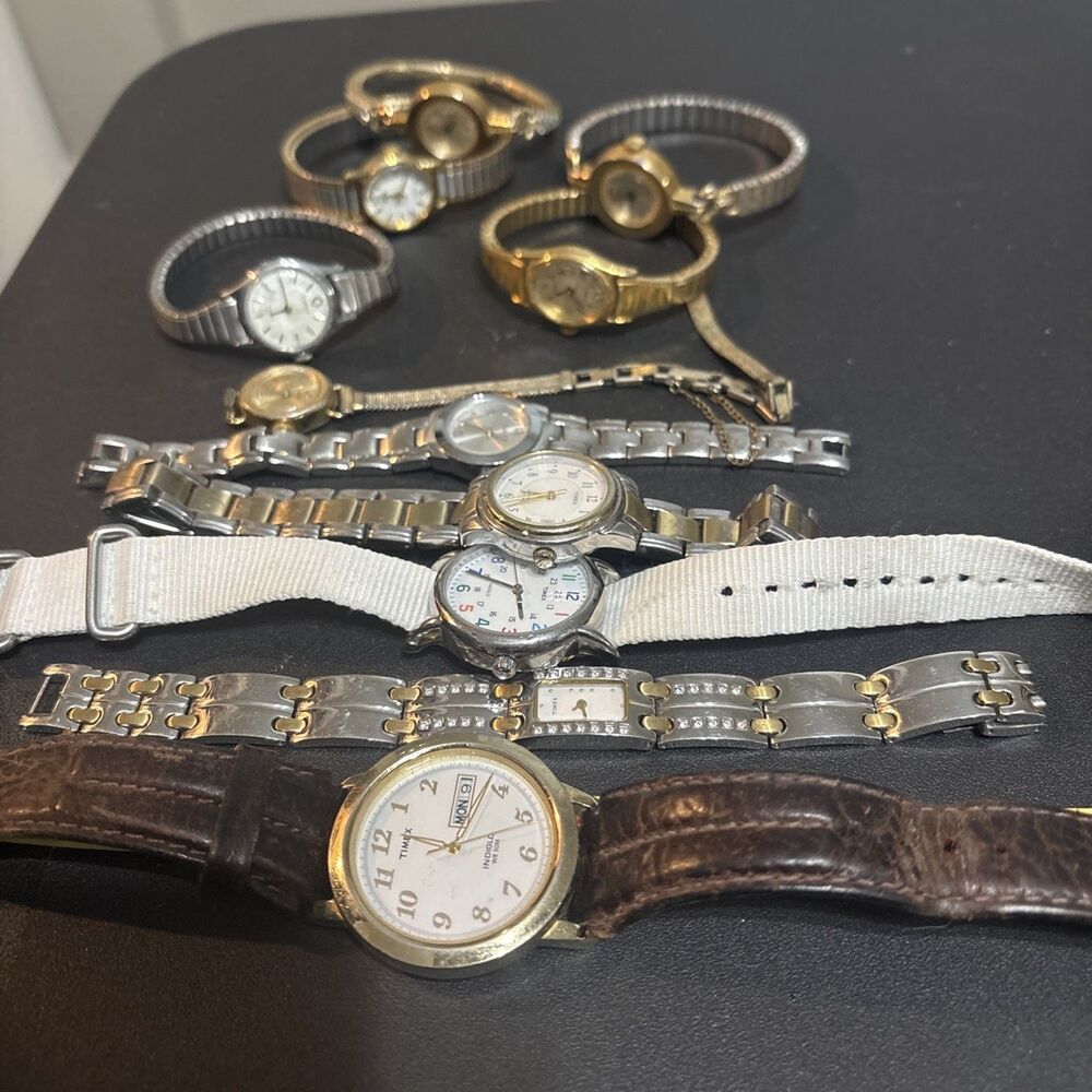 Vintage Timex Watch Lot Of 11 For Parts Untested! As Is Condition